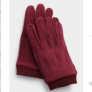 Burgundy ultra-comfortable suede leather gloves NWT